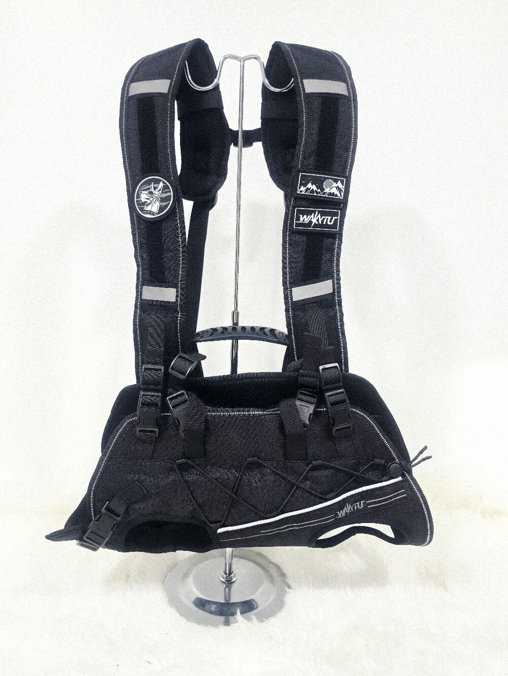 WAKYTU Dog Hiking Backpack Harness Reflective Padded Black Size Medium